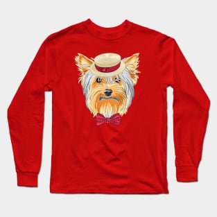 Hipster dog Yorkshire Terrier Long Sleeve T-Shirt